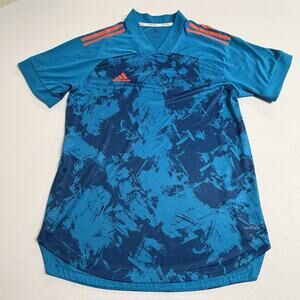 Adidas Condivo 20 PrimeBlue Soccer Futbol Training Jersey Blue Orange Men L Logo